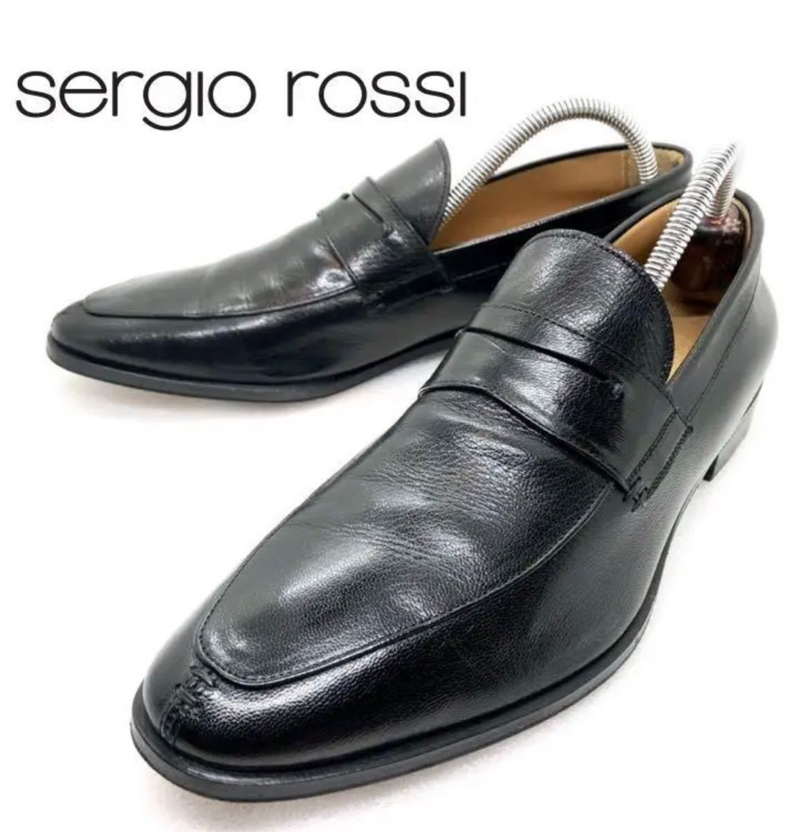Sergio Rossi セルジオロッシ メンズローファー スリッポン シボ革