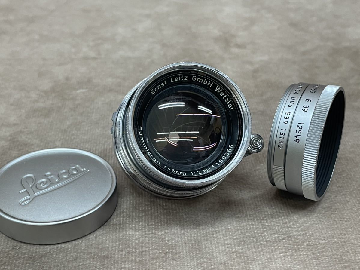 Leica SUMMICRON f=5cm 1:2 ズミクロン ライカ レンズのみ 12549 13132 リアキャップなし シルバー アンティーク カメラ部品_画像1