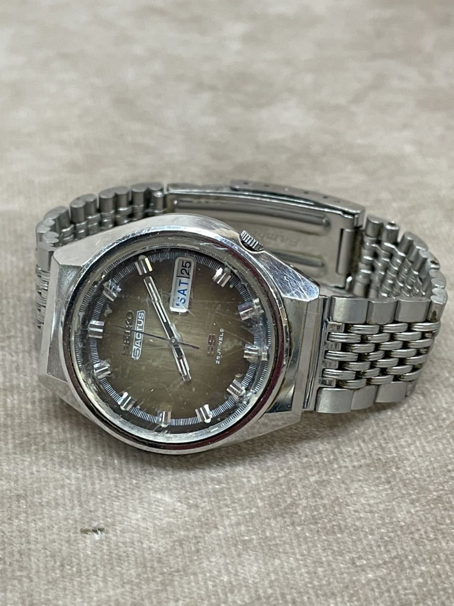 SEIKO 5ACTUS SS 25石 カレンダー 稼動品 自動巻 デイデイト メンズ腕時計 6106-7690 セイコー_画像1