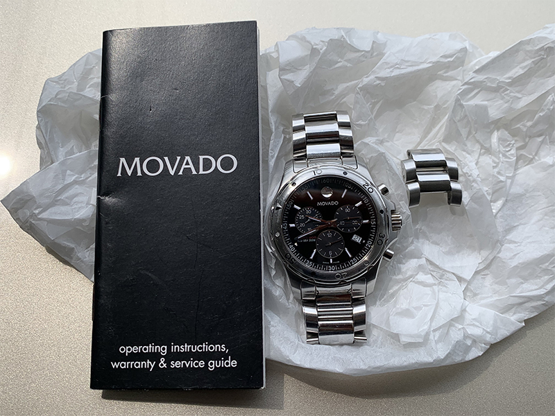 Movado Series 800 Mens Watch Sub Sea Black Face Chronograph Sapphire Crystal モバード_画像1
