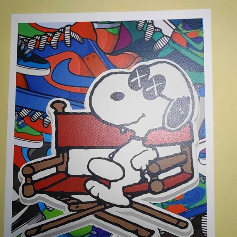 DEATH NYC 世界限定100枚 アートポスター　SNOOPY　スヌーピー　KAWS　カウズ　NIKE　ナイキ　スニーカー　PEANUTS カウズ　フィンガー_画像4