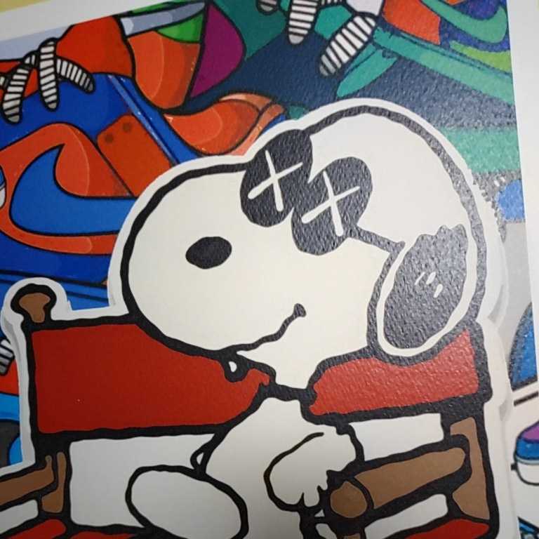 DEATH NYC 世界限定100枚 アートポスター　SNOOPY　スヌーピー　KAWS　カウズ　NIKE　ナイキ　スニーカー　PEANUTS カウズ　フィンガー_画像3