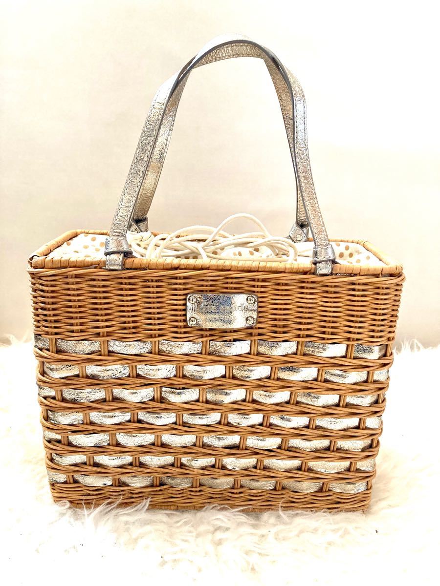 未使用級】 kate spade ケイトスペード かごバッグ チェリー | www