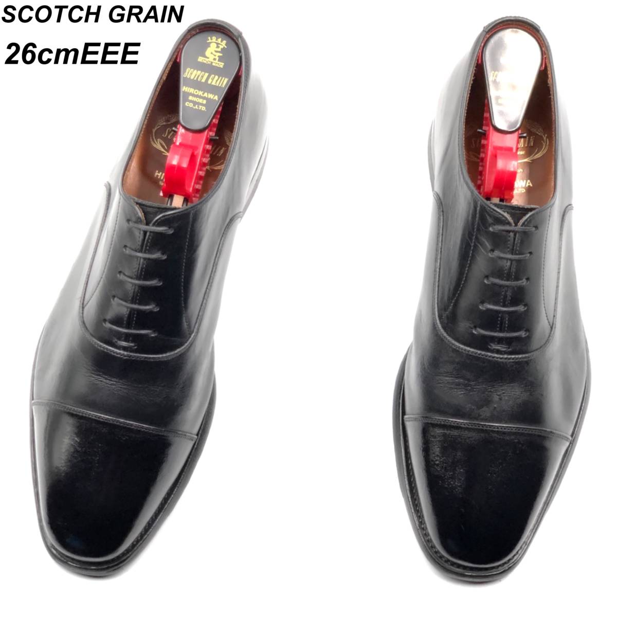 即決 SCOTCH GRAIN スコッチグレイン 26cmEEE F-9052 メンズ レザーシューズ ストレートチップ 黒 ブラック 革靴 皮靴 ビジネスシューズ_画像1