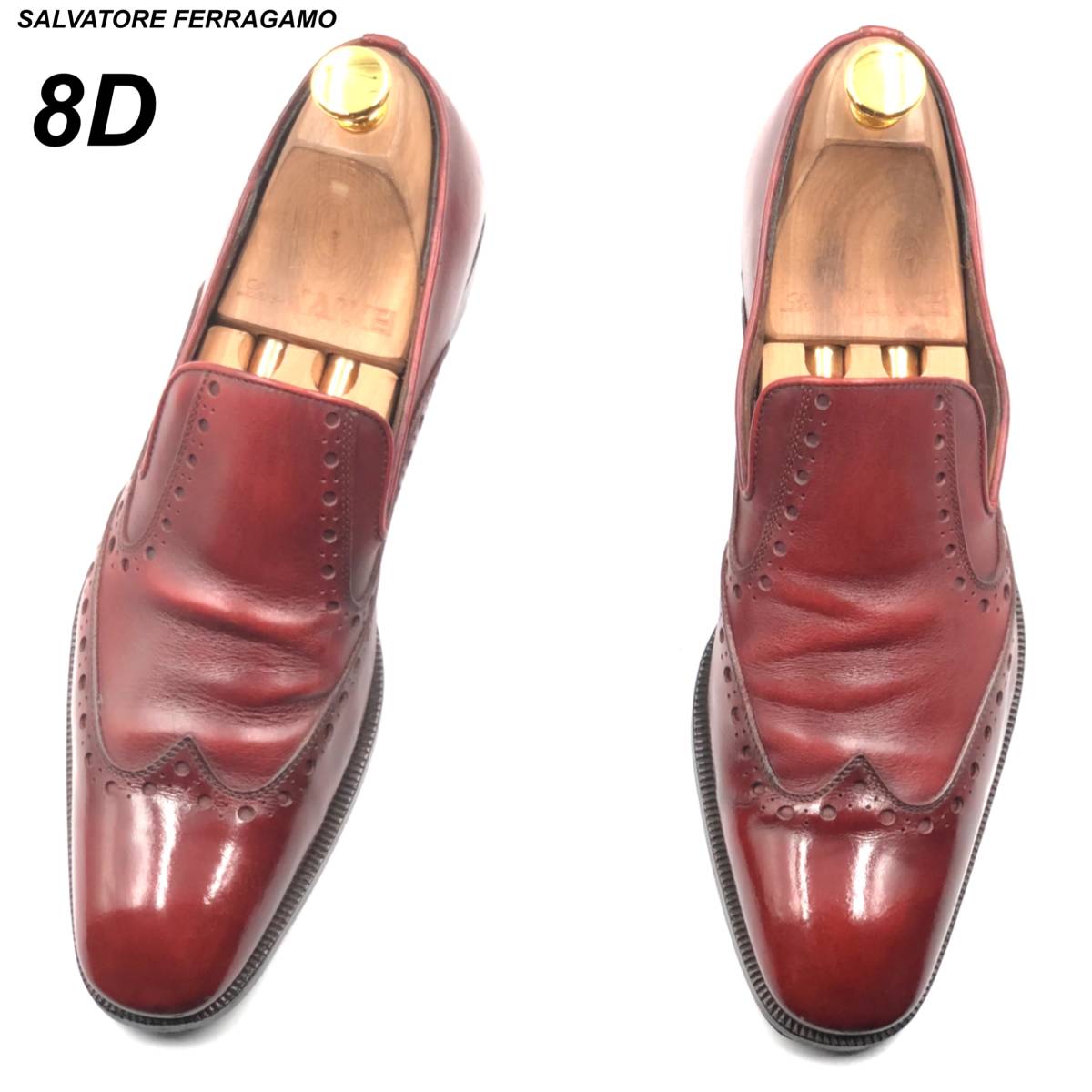 即決 SALVATORE FERRAGAMO フェラガモ 26mD 8 メンズ レザーシューズ