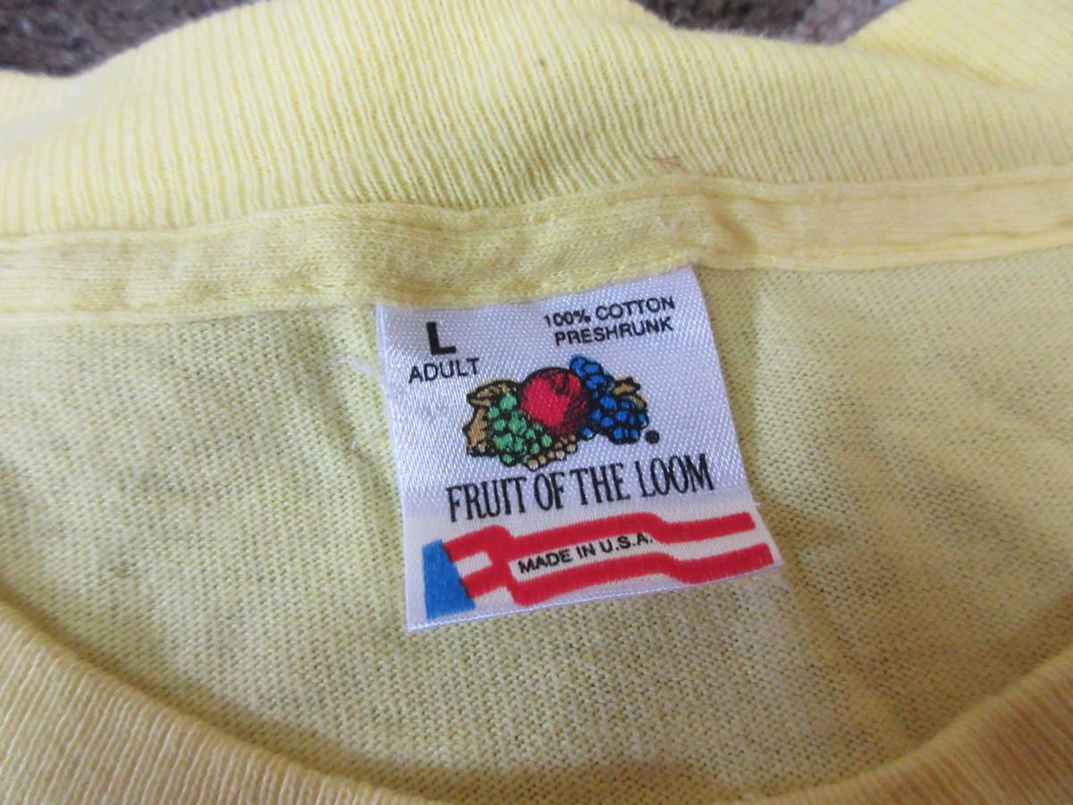 90s USA製 パロディTシャツ L 黄色 シングルステッチ フルーツオブザ