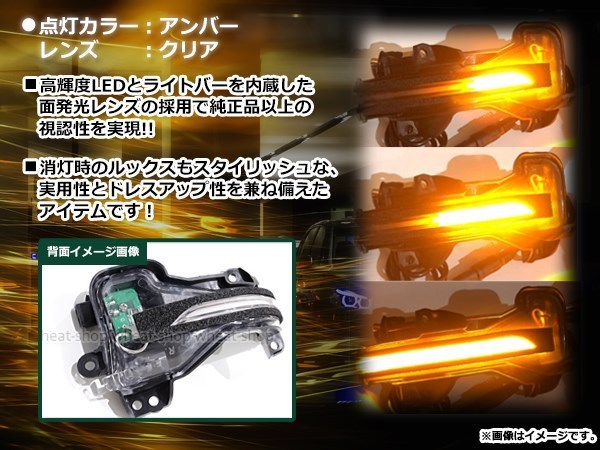 ホンダ N-WGN JH2 流れる ウインカー シーケンシャル LED サイドマーカー ドアミラー クリア ファイバー 流星 純正交換_画像3