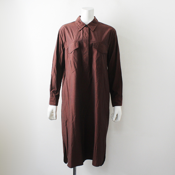 美品 定価8.5万 2020AW MARGARET HOWELL マーガレットハウエル YARN DYE SILK COTTON コットンシルクシャツワンピース 1【2400012563810】