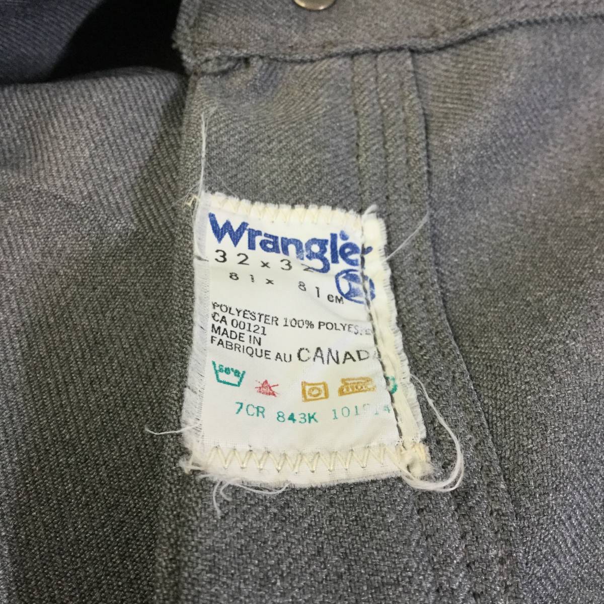 80s カナダ製 Wrangler ラングラー スラックスパンツ グレー W32 スタプレ_画像7