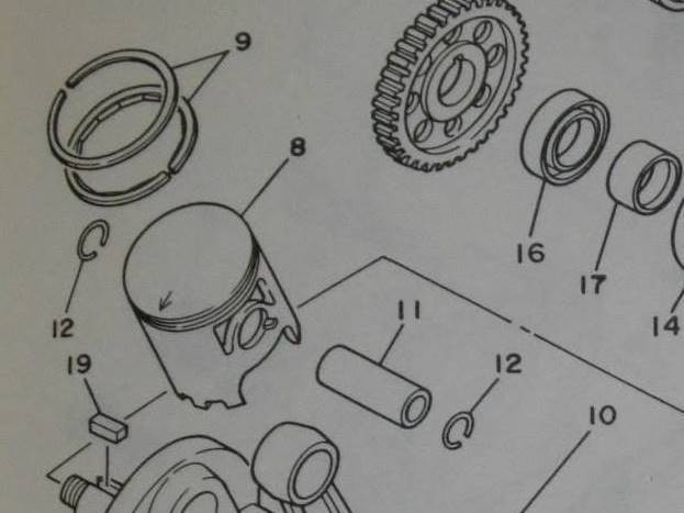 ピストンピン＆クリップ DT02 DT200R 37F (1TG) (2LR) ヤマハ 純正部品 純正新品_11番、12番