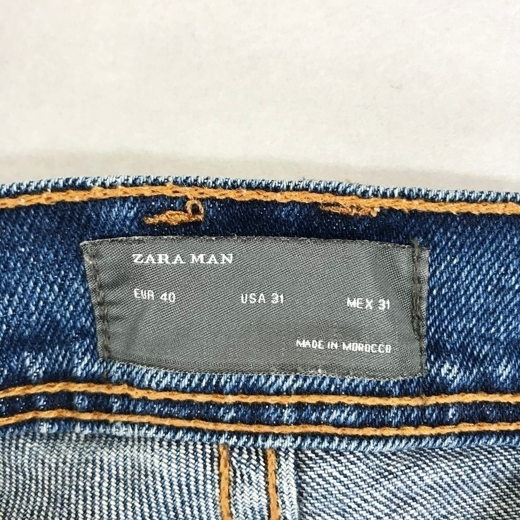 ◆大きいサイズ◆31◆お洒落な逸品◆ZARA/ザラ デニム パンツ ダメージジーンズ コットン ブルー USAサイズ31 メンズ K79 ｃ2683_画像3