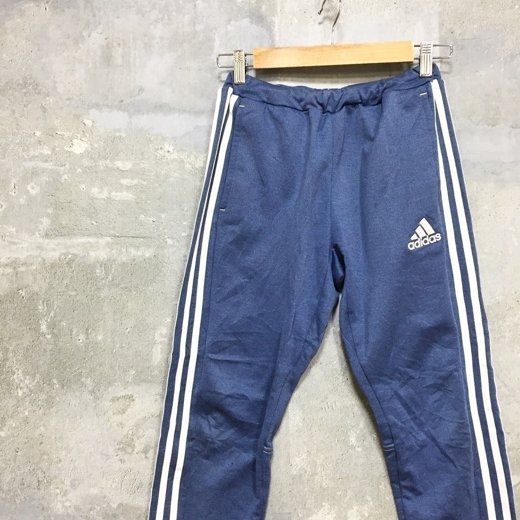 * stylish excellent article *Adidas/ Adidas jersey pants blue blue Logo embroidery size 150 Kids polyester 100% K117 c3439