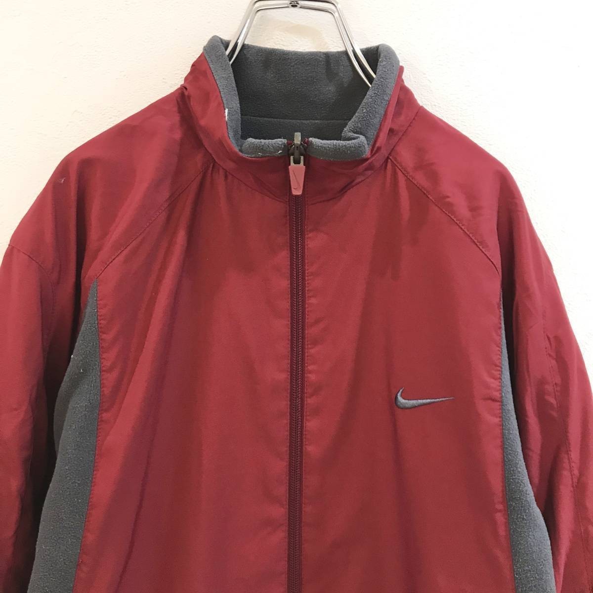 ◆お洒落な逸品◆NIKE/ナイキ フリース ジャケット リバーシブル グレー エンジ メンズ 170-180 ON1265_画像2