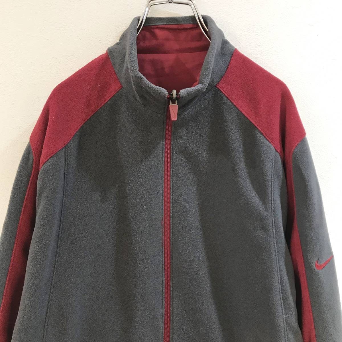 ◆お洒落な逸品◆NIKE/ナイキ フリース ジャケット リバーシブル グレー エンジ メンズ 170-180 ON1265_画像7