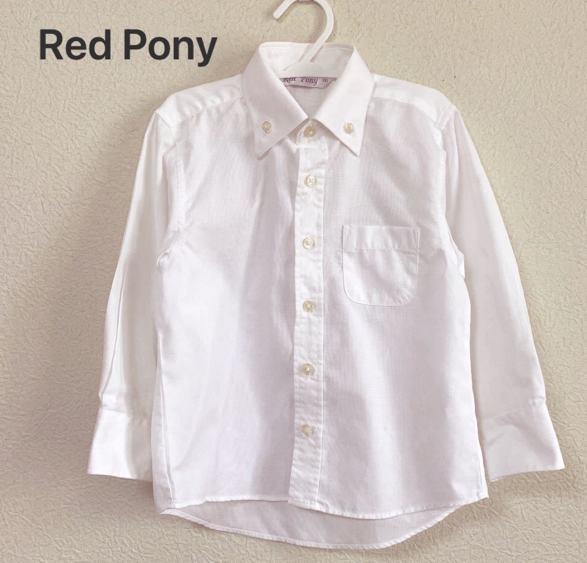 Red Pony 男の子フォーマルシャツ100cm 白 ボタンダウンシャツ 長袖 入学式 卒園式 正装