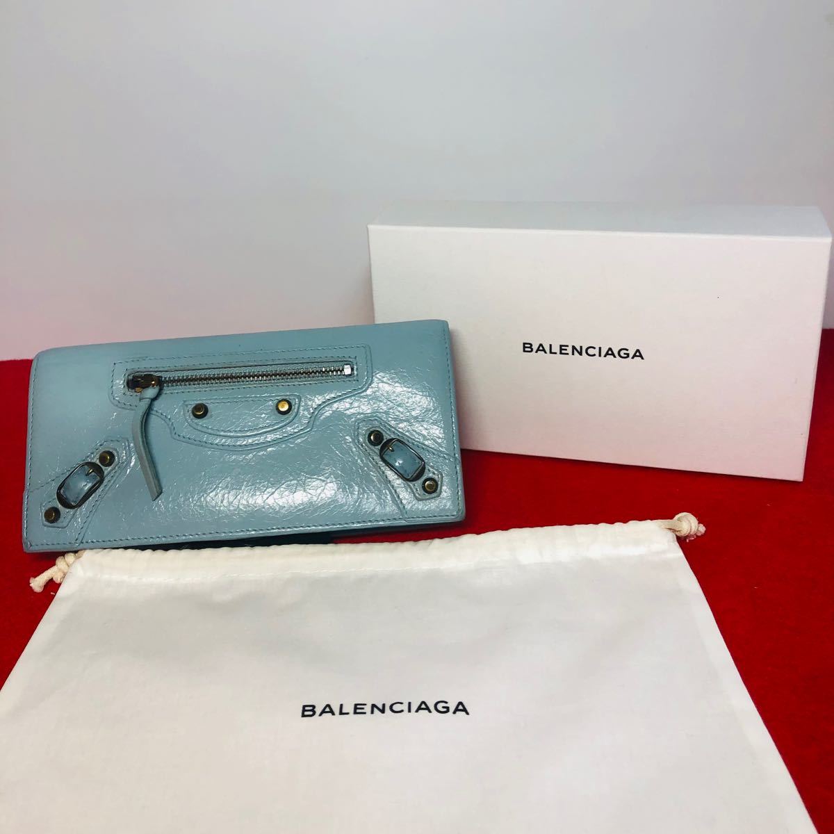 美品】 BALENCIAGA バレンシアガ 長財布 水色｜PayPayフリマ