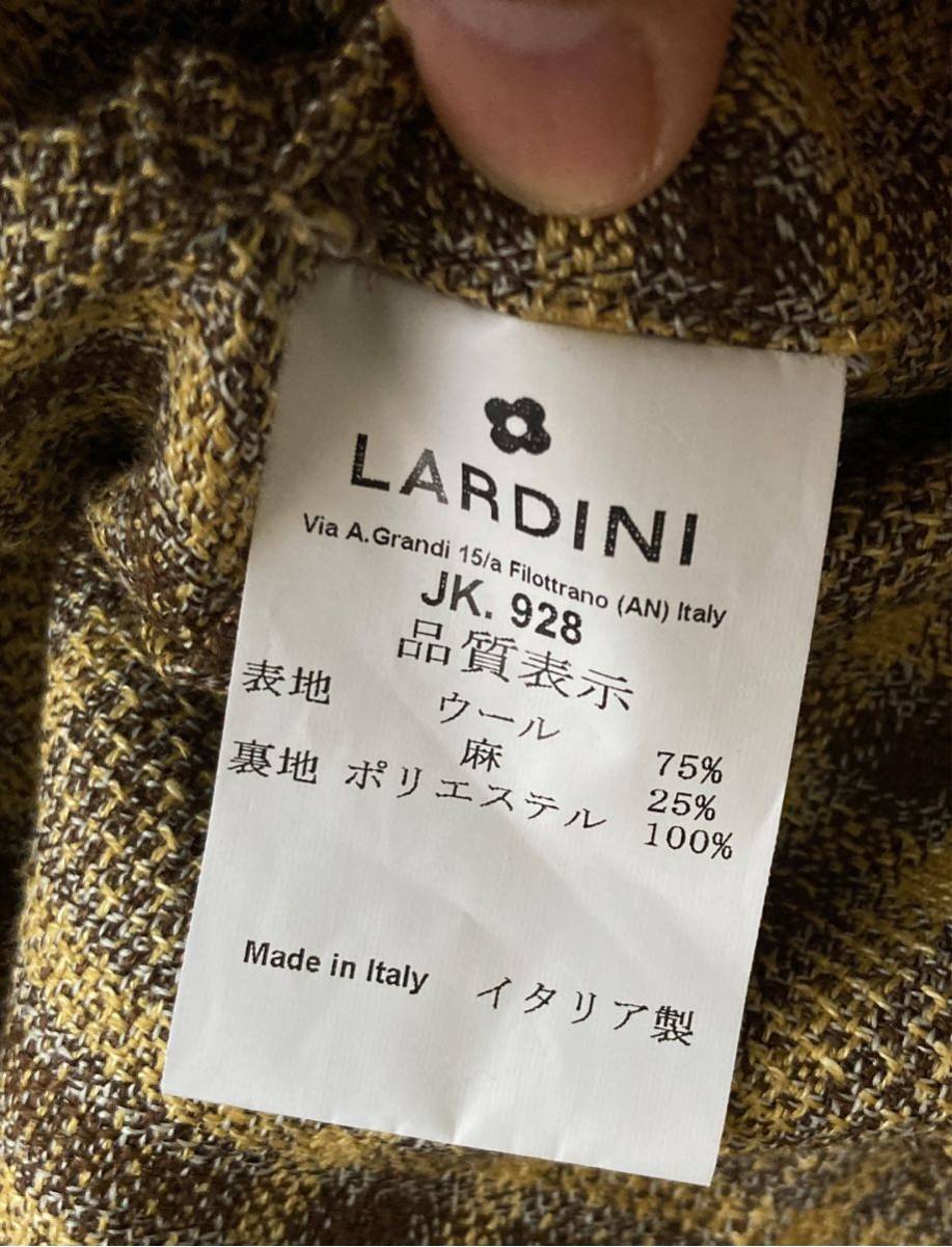 新品 LARDINI 新ロゴ ラルディーニ サイズ 48 テーラードジャケット ベージュブラウン系 ウール リネン M～L_画像9