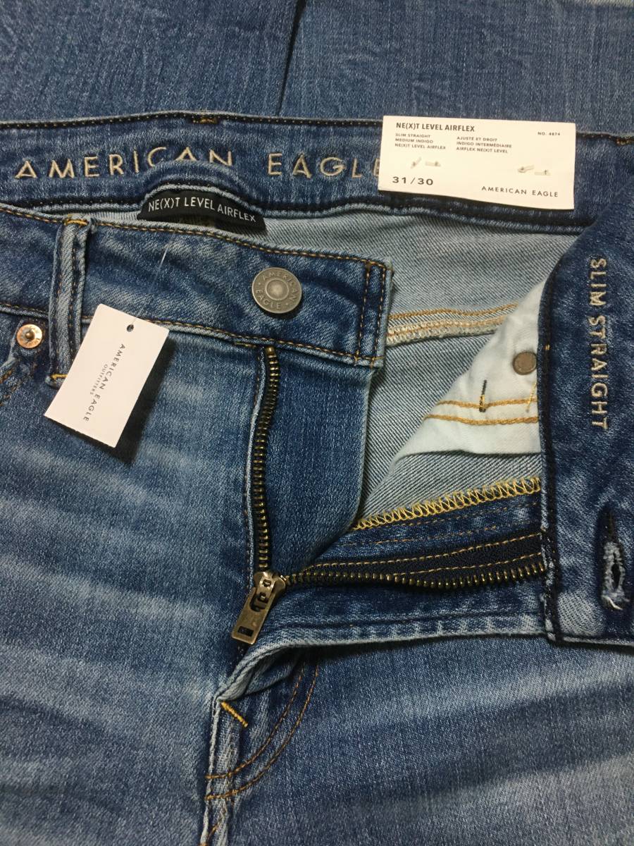 セール! 残り僅か! 正規品本物 新品 アメリカンイーグル フレックス スリム ストレート ジーンズ AMERICAN EAGLE 脚長効果絶大! W33×L30_画像3