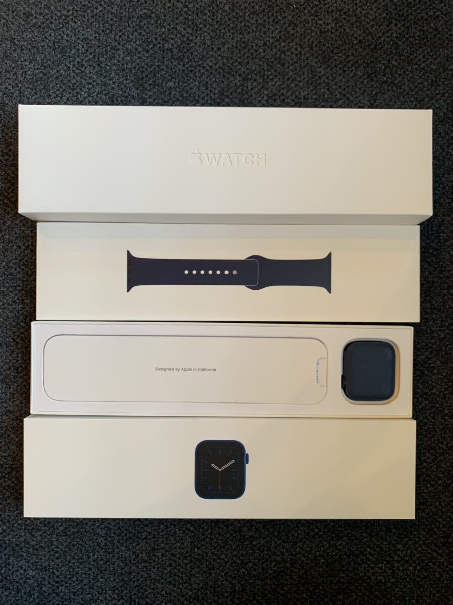 ほぼ新品 Apple Watch Series 6 GPSモデル 44mm ブルーアルミニウム ケース 100％ アップルウォッチ 未使用バンド付