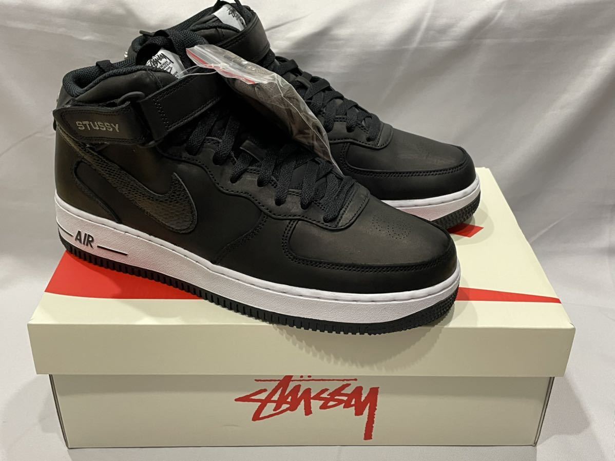 新品 us10 28cm dj7840-001 Stussy Nike Air Force 1 Mid Black