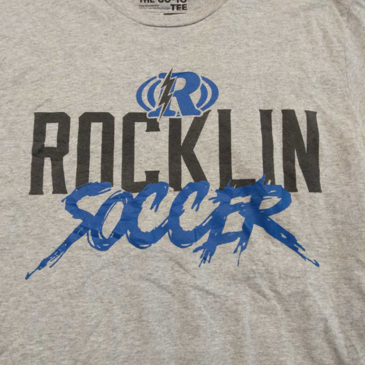 USA古着卸 Mサイズ adidas GO TO TEE アディダス ROCKLIN FC サッカー 両面プリント Tシャツ