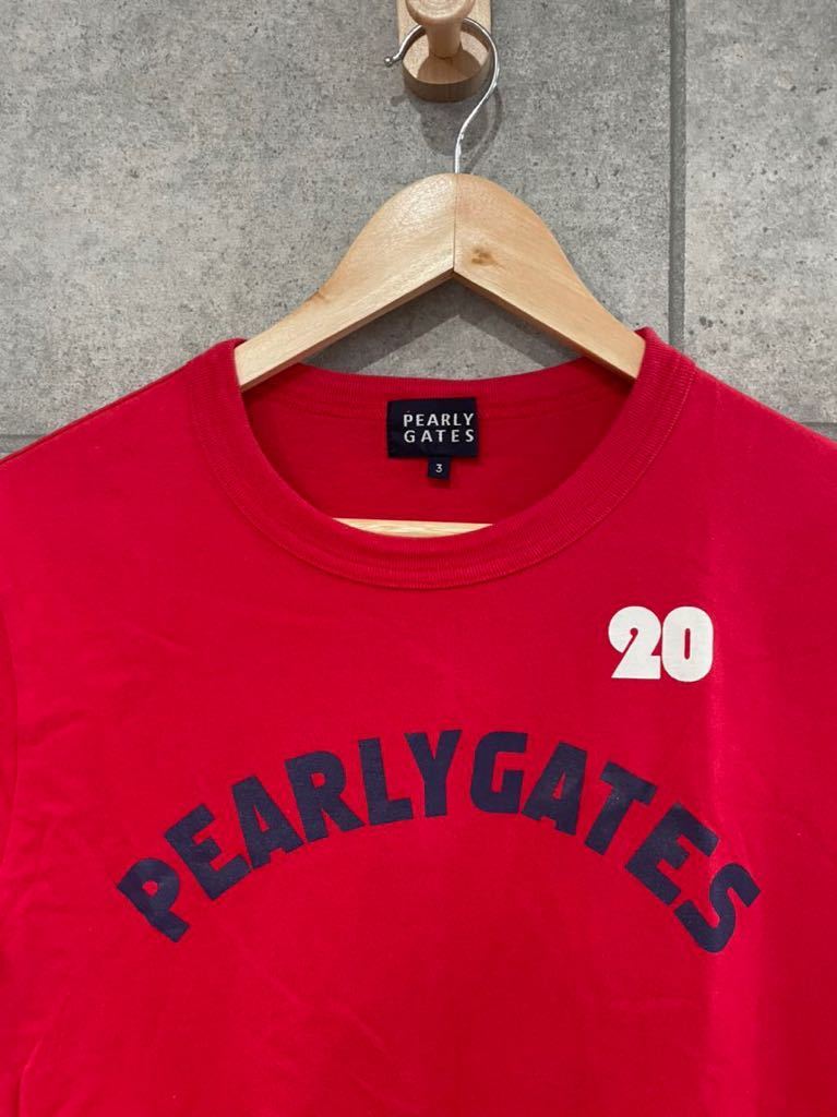 希少 PEARLY GATES パーリーゲイツ 20th 20周年 半袖Tシャツ 赤 3サイズ メンズ ゴルフウェア 普段使いにも ○ 新規×_画像4