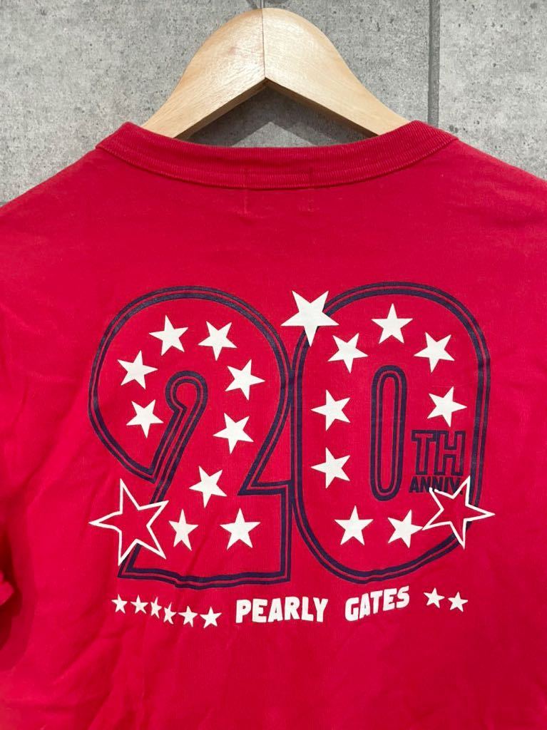 希少 PEARLY GATES パーリーゲイツ 20th 20周年 半袖Tシャツ 赤 3サイズ メンズ ゴルフウェア 普段使いにも ○ 新規×_画像3