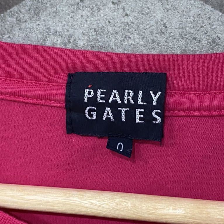 希少デザイン PEARLY GATES パーリーゲイツ 半袖Tシャツ グラデーション ピンク ネイビー 0サイズ レディース ゴルフウェア ○ 新規×_画像4