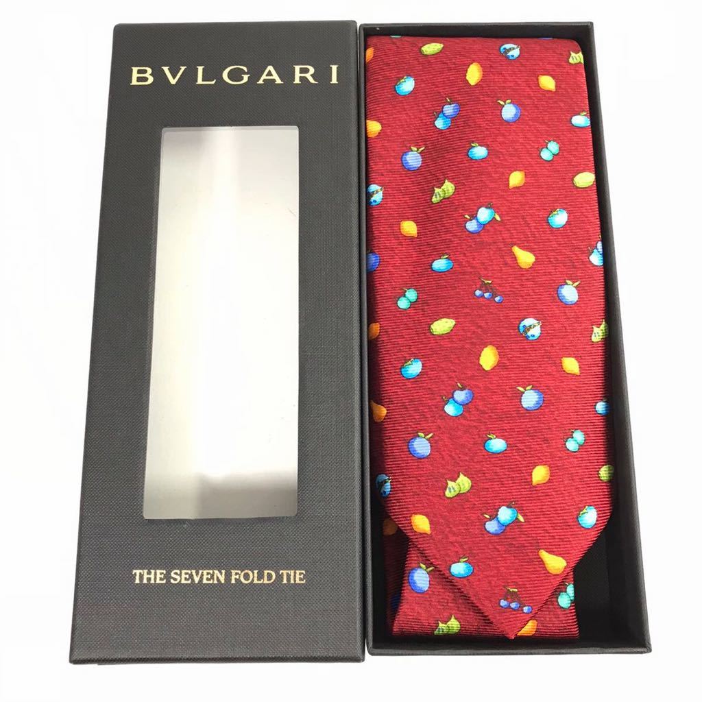 未使用品【ブルガリ】本物 BVLGARI ネクタイ シルク100% 男性用 メンズ イタリア製 箱有 送料520円_画像1