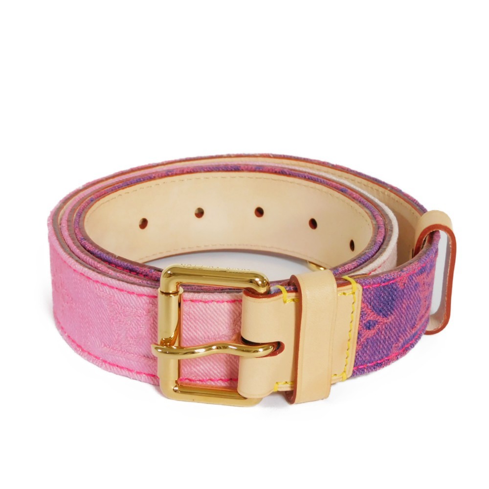 LOUIS VUITTON Belt sunshine Size 36/90 Monogram Denim Rose M9852U