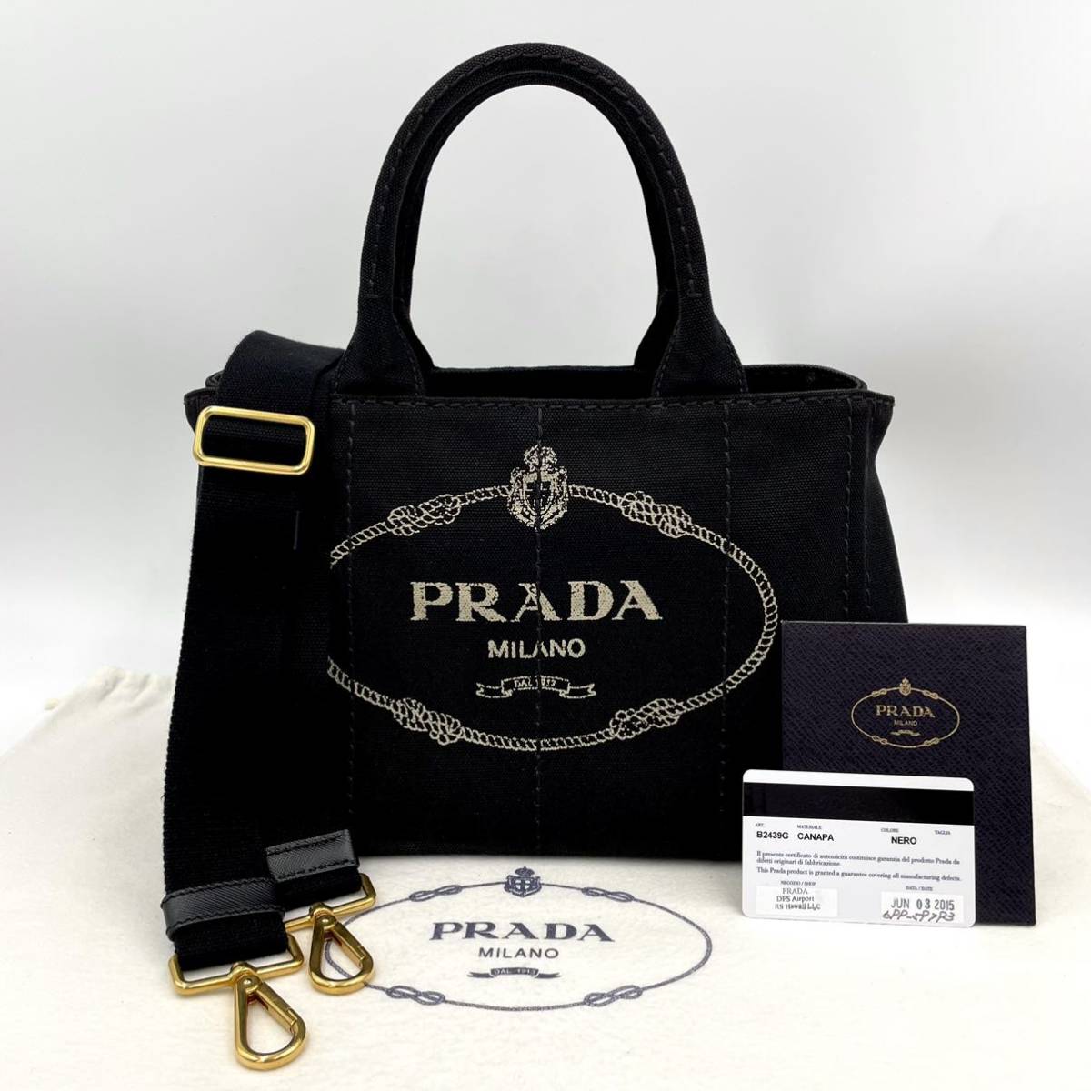 1円 □超美品□PRADA プラダ カナパ 2way ミニ mini ブラック 黒