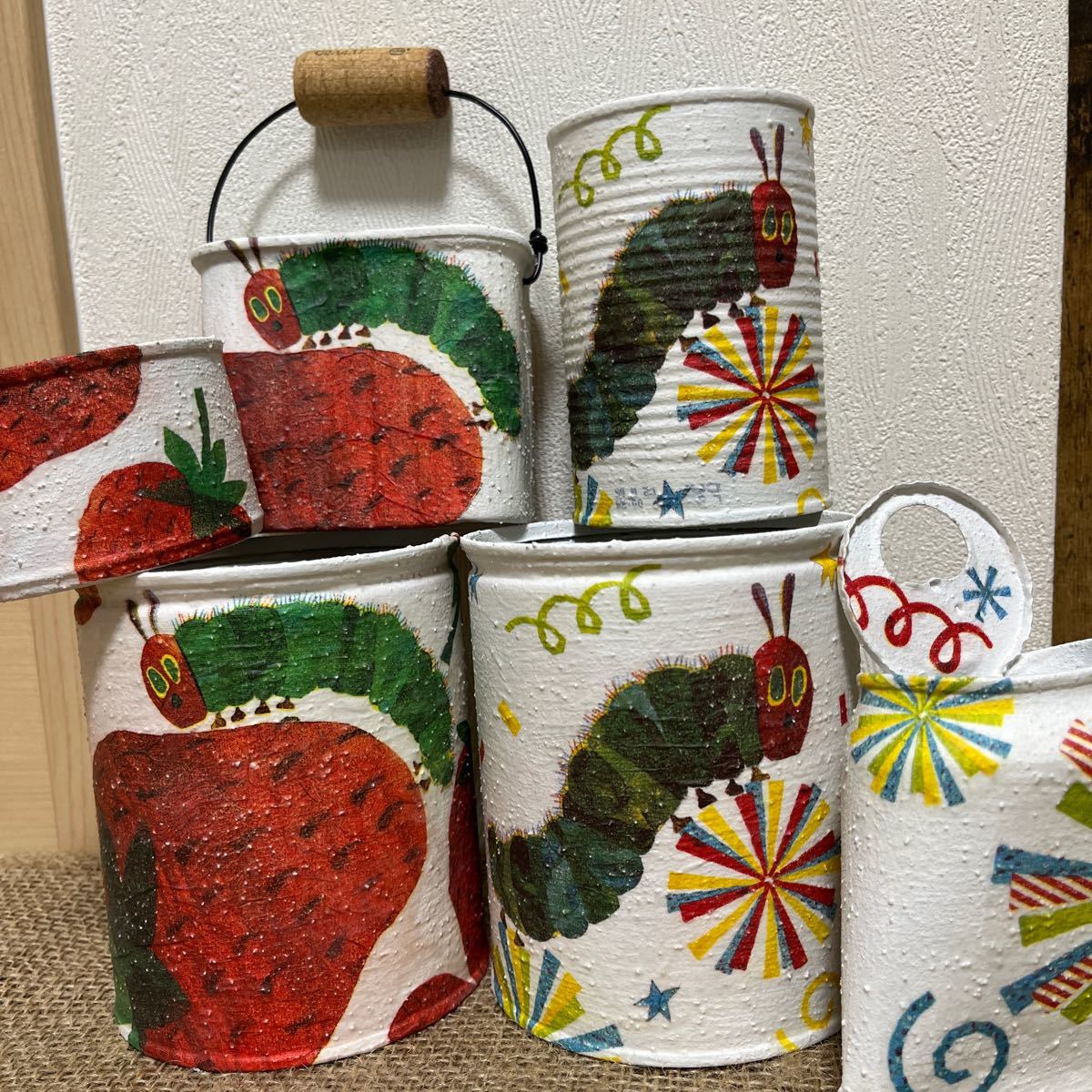 リメ缶ハンドメイド NO 161 はらぺこあおむし 6個セット|PayPayフリマ