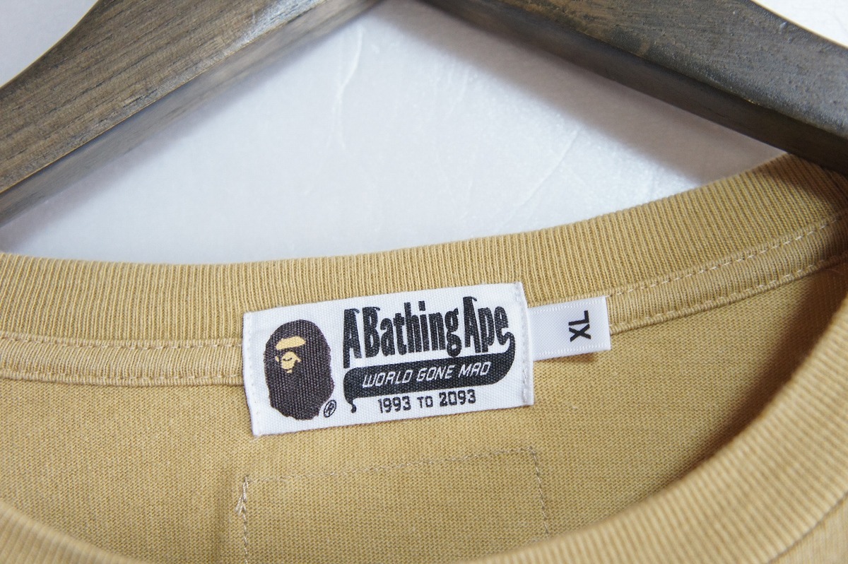 A BATHING APE BAPEアベイシング エイプ ミリタリー アーミー 長袖Tシャツ ロンT カットソー ベージュ529M_画像3