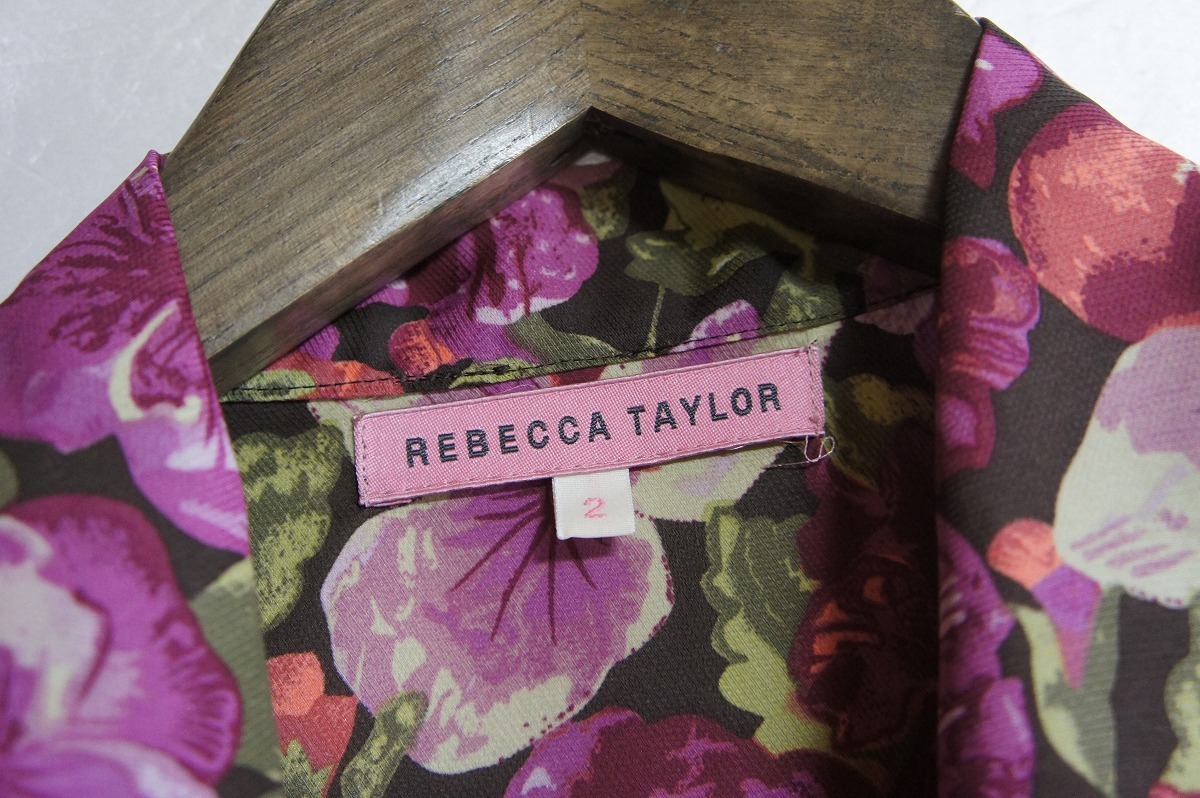 美品 rebecca taylorレベッカ テイラー 花柄 ワンピース フリル シャツ フラワー レナウン ピンク 605M_画像4