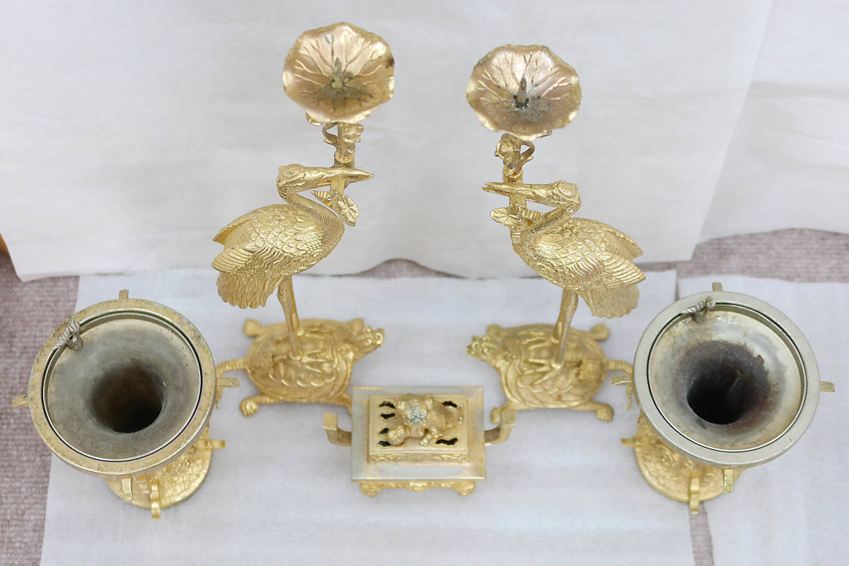 仏壇仏具】浄土真宗大谷派(東本願寺)用仏具 五具足 花立、香炉 仏壇仏具】浄土真宗大谷派(東本願寺)用仏具 五具足 花立、香炉