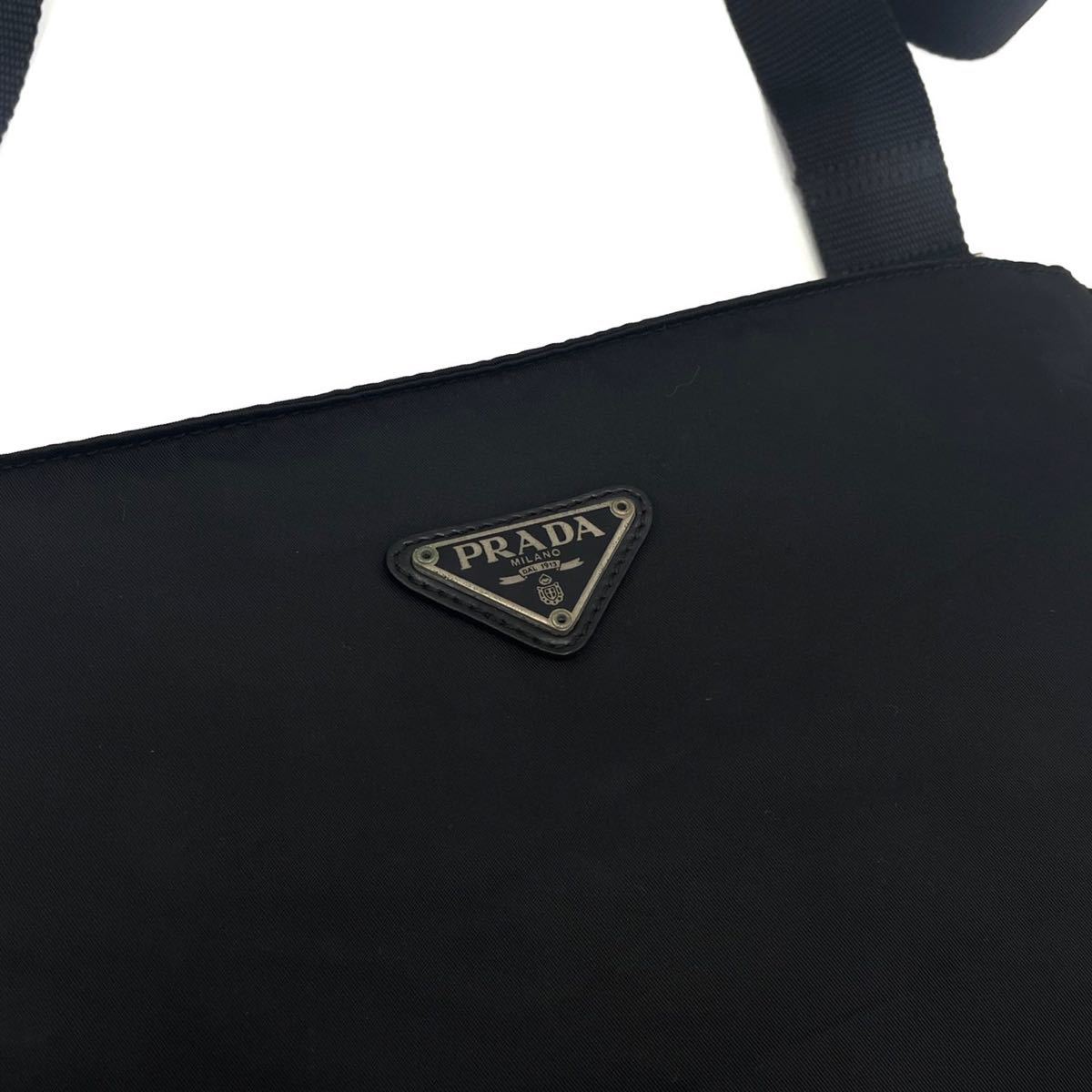 1円 【美品 最高級】 PRADA プラダ 三角ロゴ 三角プレート ショルダー