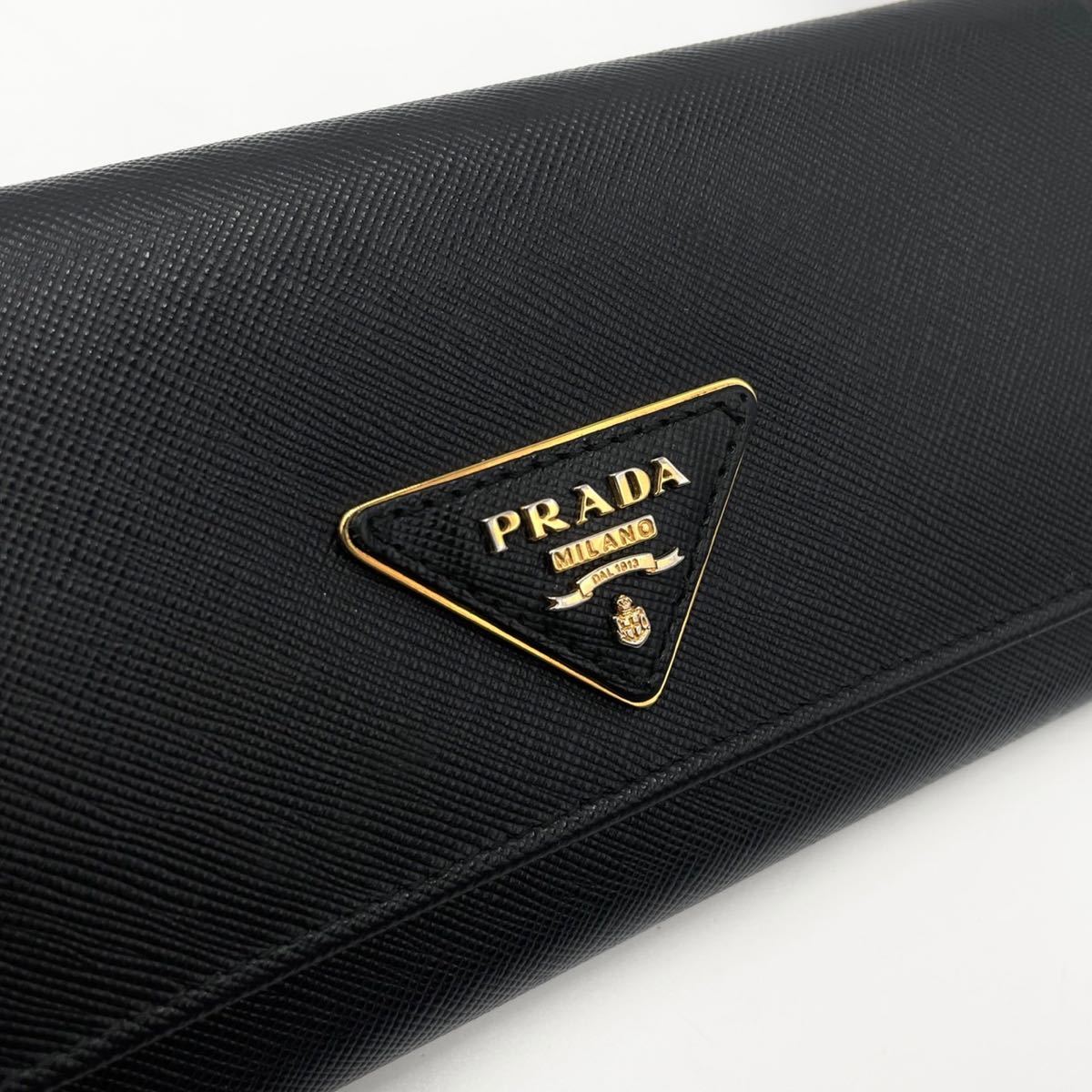 １円〜 【超絶美品】 PRADA プラダ 三角ロゴ 三角プレート ロゴ 長財布