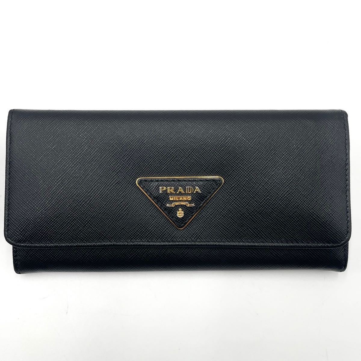 1円〜 【超絶美品】 PRADA プラダ 三角ロゴ 三角プレート ロゴ 長財布