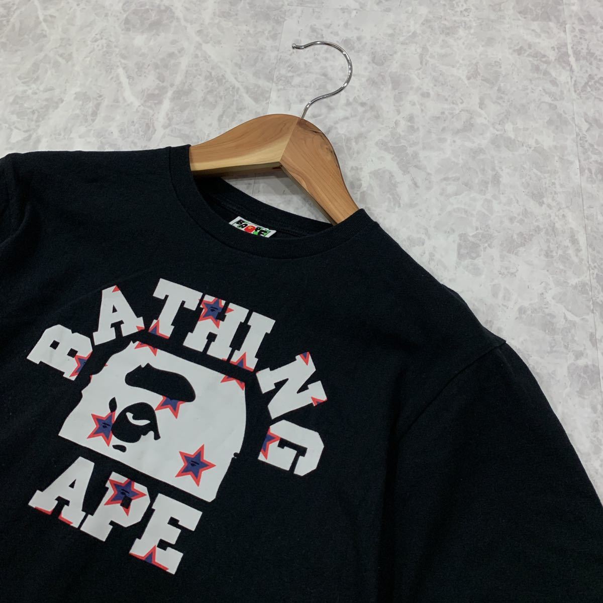 WW ＊ 都会のストリートウェア '人気デザイン' A BATHING APE エイプ BAPE 半袖 ロゴプリント Tシャツ / カットソー sizeL メンズ トップス_画像3