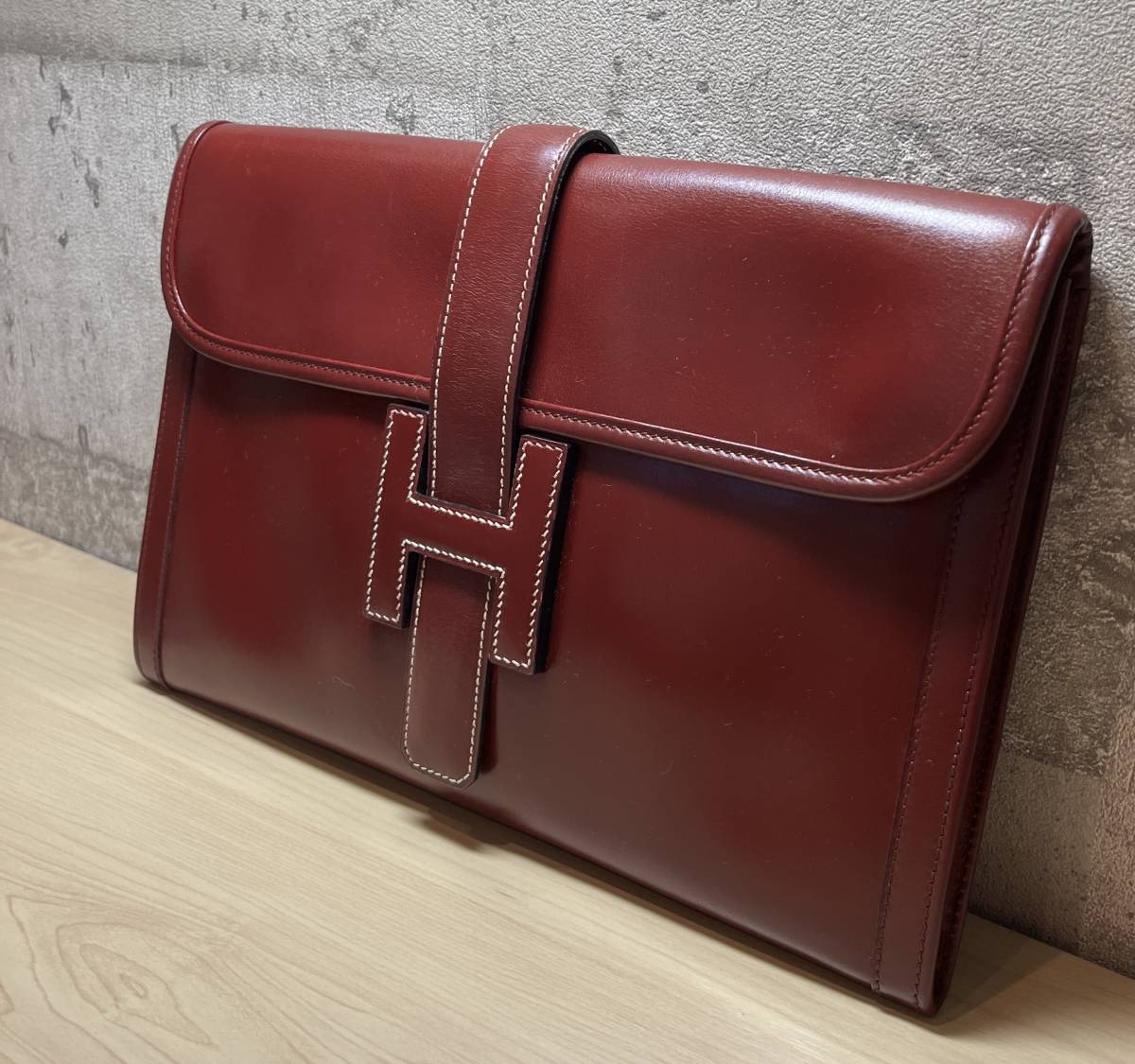 nn0909 179 【HERMES】エルメス ジジェ セカンドバッグ ボックスカーフ