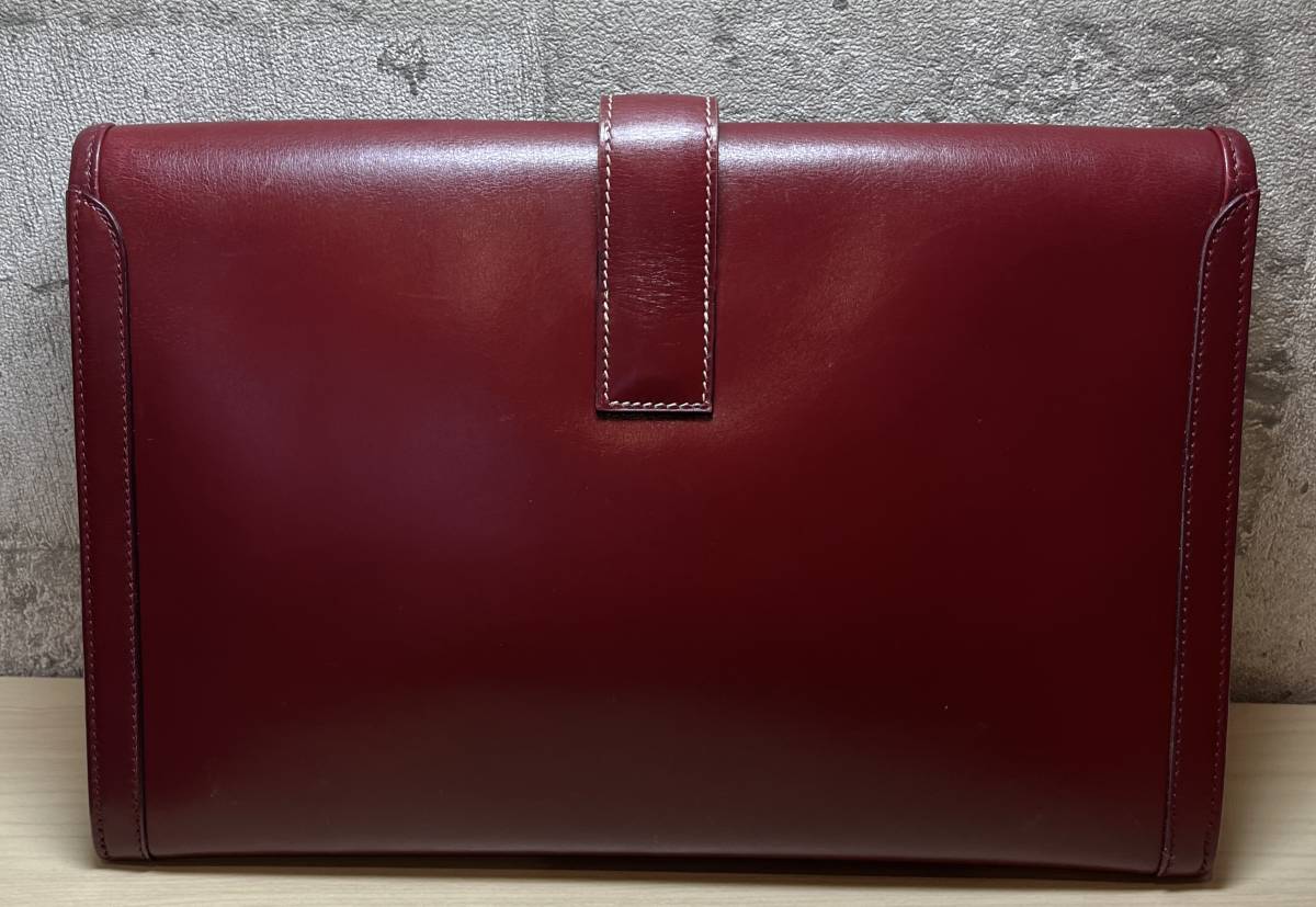 nn0909 179 【HERMES】エルメス ジジェ セカンドバッグ ボックスカーフ ボルドー 赤 ユニセックス クラッチバッグ【中古】  product details | Yahoo! Auctions Japan proxy bidding and shopping service  | FROM JAPAN