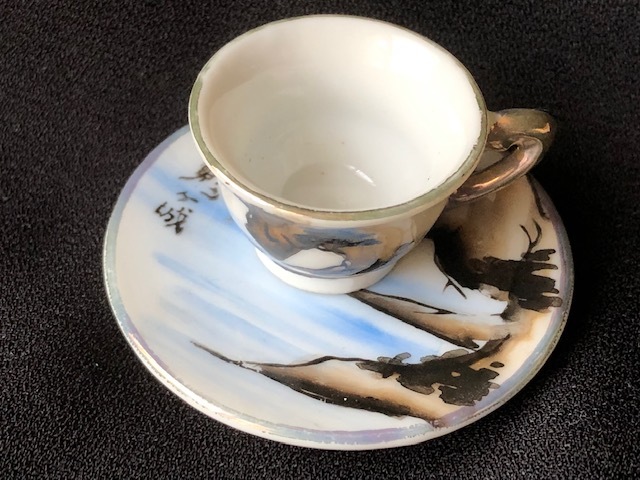 ミニチュア　陶器　可愛い　ティーカップ　コーヒーカップ　天然記念物　日本百景　鬼ケ城　風景　土産　小さい　飾り　置物　古い　昭和_画像1