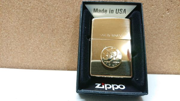 ZIPPO 　ジッポ　ＪＦＫ　ケネディコイン　カスタム　金ピカ　ソリッドブラス　送料198円_画像1