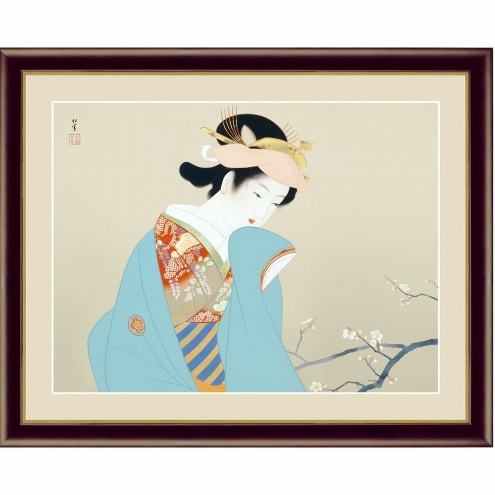 ★◎上村松園『春芳（F6号）』高精彩工芸画 絵画 新品 新絹本 額付き 人物画 美人画 女流 女性【SAK-G4-BN033-F6】