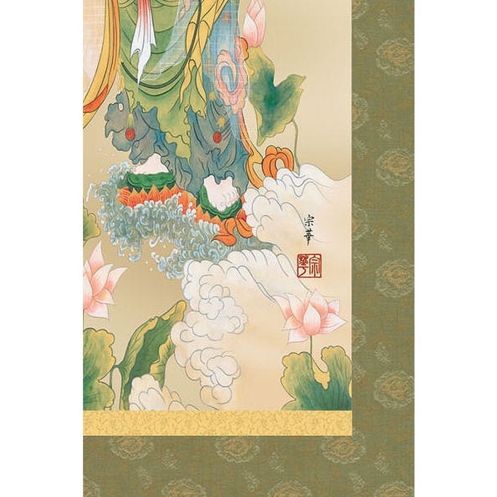 ☆◎大森宗華『蓮上観音（尺三立）』高精彩工芸画掛軸掛け軸新品静物画