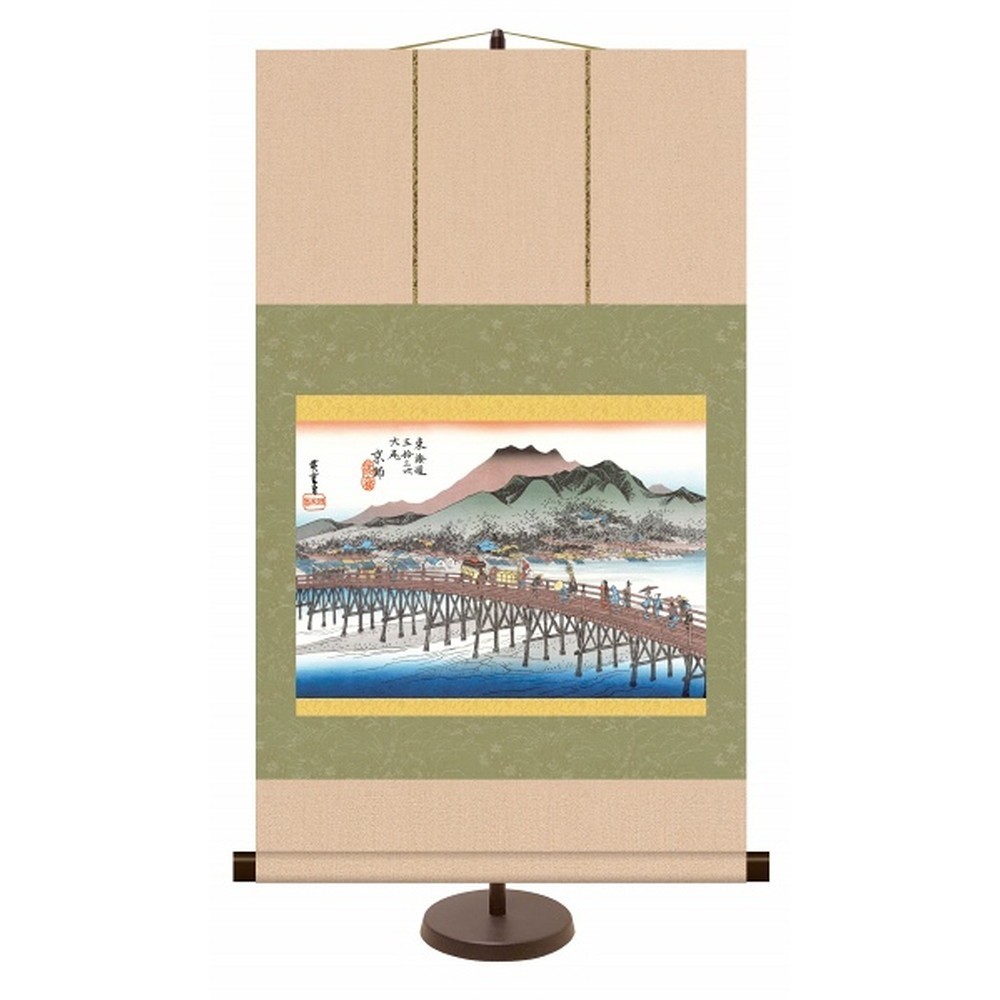 ★◎葛飾北斎『東海道五十三次・京都（軸装）』高精彩工芸画 新品 風景画 古都 浮世絵【SAK-KM2G6-032】