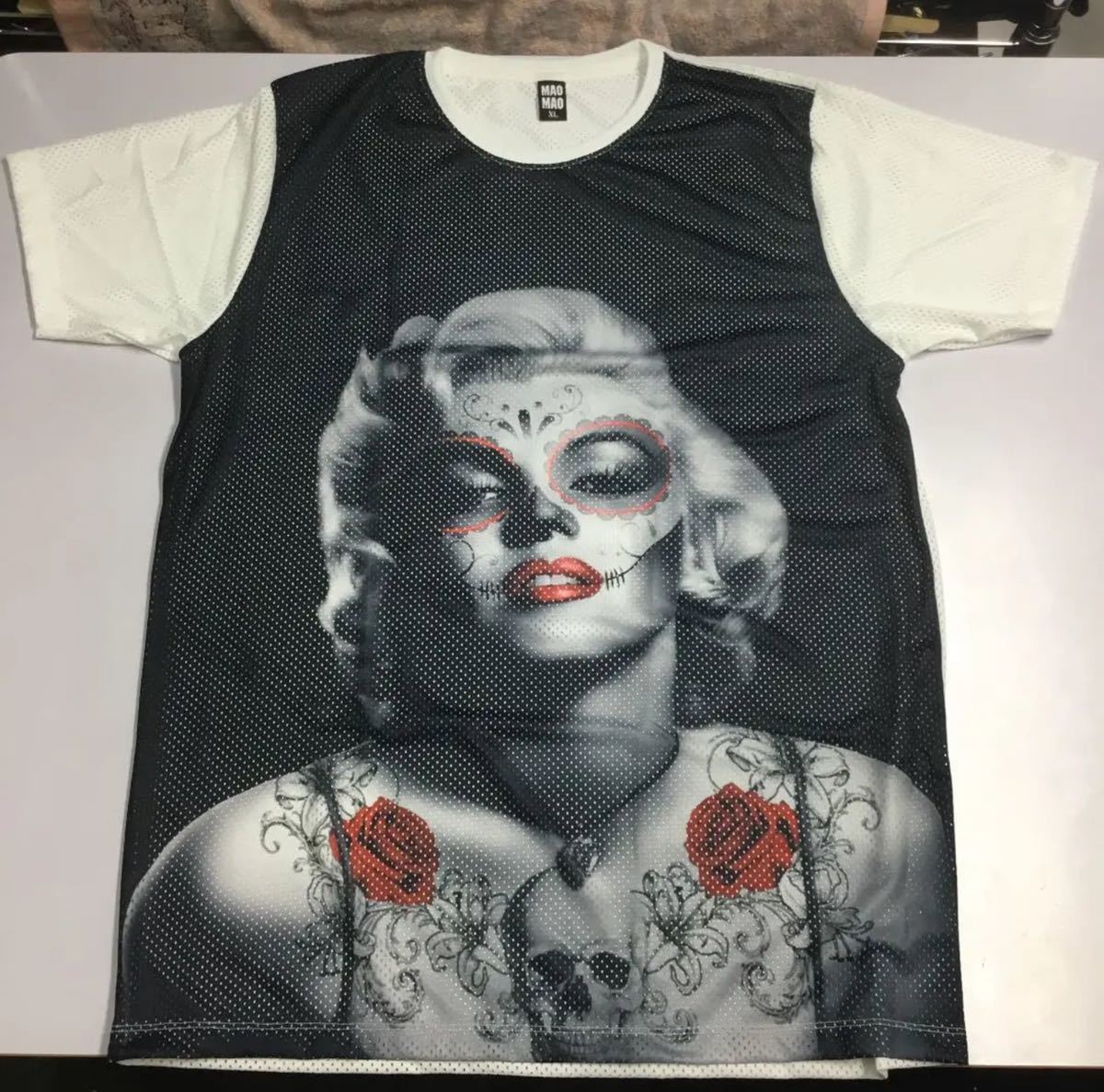 DBR4C. デザインメッシュ半袖 Tシャツ　XLサイズ　Marilyn Monroe ⑤ マリリンモンロー　MAOMAO_画像1