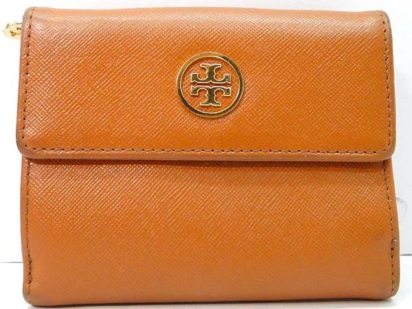 ●本物 TORY BURCH トリーバーチ　レザー　Wホック　財布　ブラウン