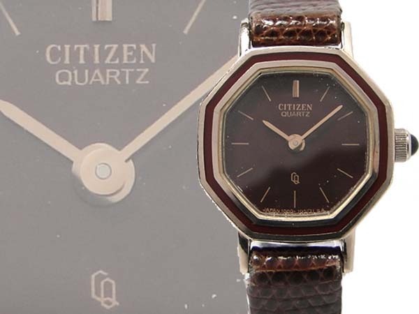 ●本物 CITIZEN シチズン 4-104161 レディース腕時計 メタル×SS×革ベルト クォーツ 電池新品 ボールド系_画像1