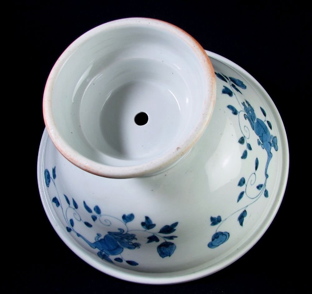古伊万里 染付 唐獅子牡丹文大杯洗 幅:26cm 江戸時代/22f042 古伊万里 染付 唐獅子牡丹文大杯洗 幅:26cm 江戸時代/22f042